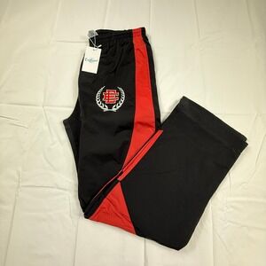 Eric Emanuel Track Pants Black Red EE Laurel Wreath Nylon Mens Large NEW